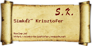 Simkó Krisztofer névjegykártya